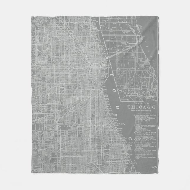 Skizze von Chicago City Map Fleecedecke (Vorderseite)
