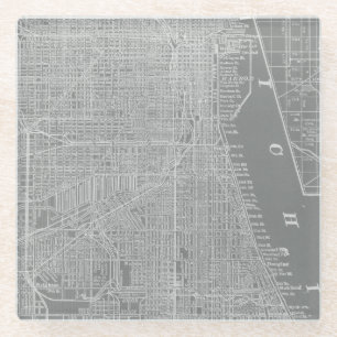 Skizze von Chicago City Map Glasuntersetzer