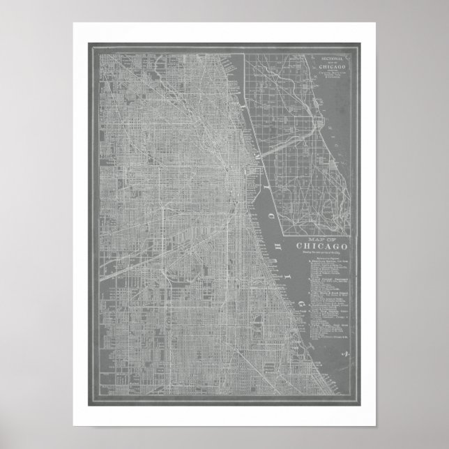 Skizze von Chicago City Map Poster (Vorne)