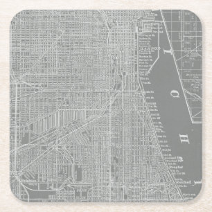 Skizze von Chicago City Map Rechteckiger Pappuntersetzer