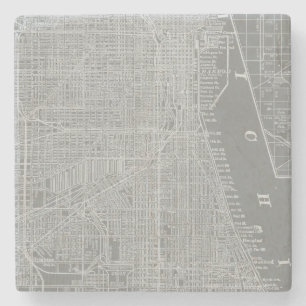 Skizze von Chicago City Map Steinuntersetzer