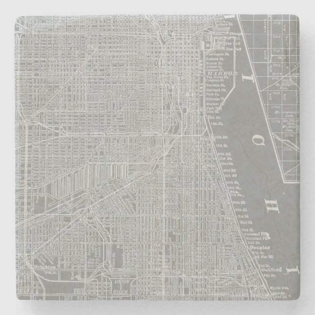 Skizze von Chicago City Map Steinuntersetzer (Vorderseite)