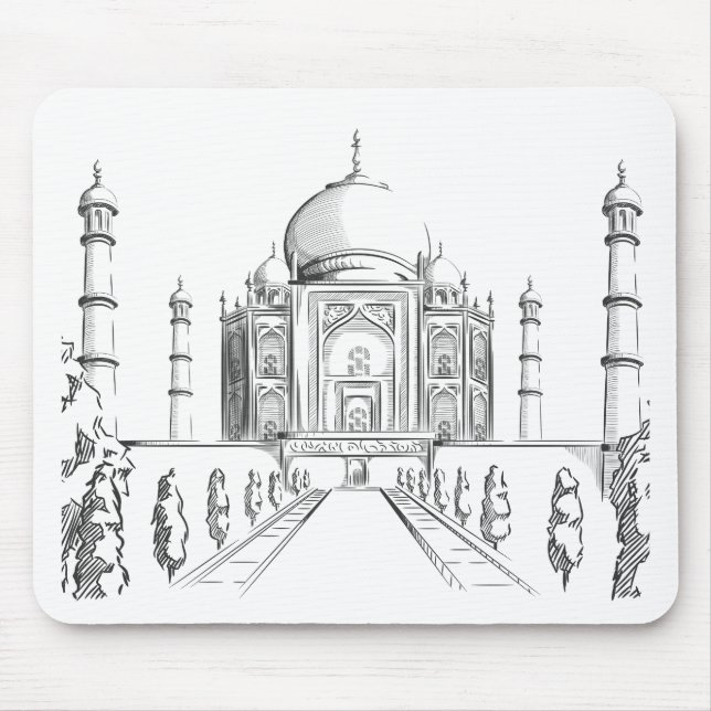 Skizze von Indien-Sehenswürdigkeit, Taj Mahal Mousepad (Vorne)