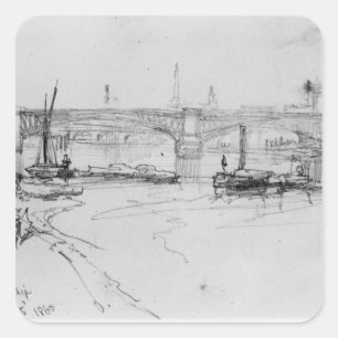 Skizze von London-Brücke, 1860 Quadratischer Aufkleber