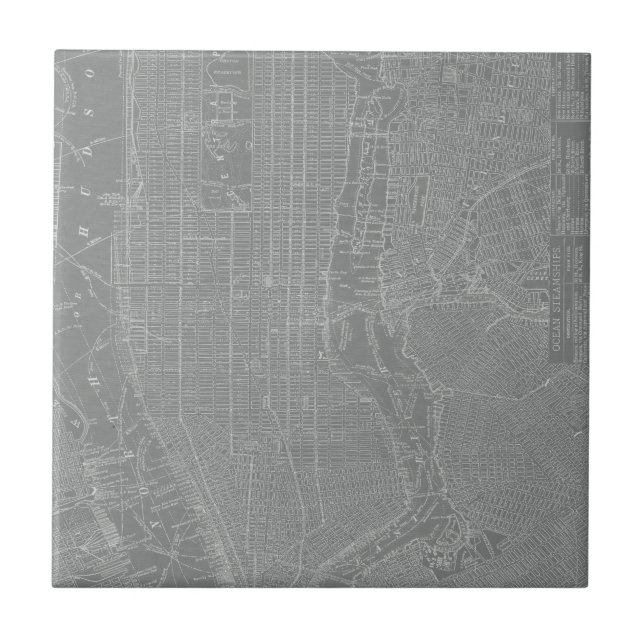 Skizze von New York City Map Fliese (Vorderseite)