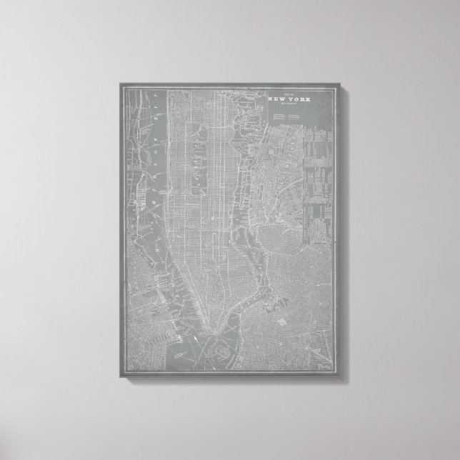 Skizze von New York City Map Leinwanddruck (Vorderseite)