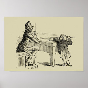 Skizze von zwei Männern, die Pool spielen Poster