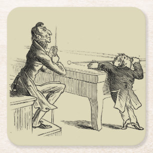 Skizze von zwei Männern, die Pool spielen Rechteckiger Pappuntersetzer