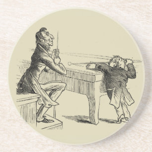 Skizze von zwei Männern, die Pool spielen Sandstein Untersetzer