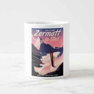 Skizze Zermatt Retro-Urlaubsplakat Jumbo-Tasse