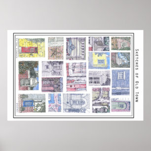 Skizzen der alten Stadt Alexandria, VA Poster