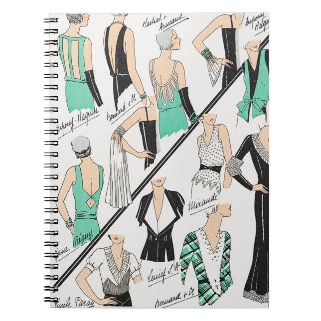 Skizzen der französischen Couture Fashion von 1931 Notizblock (Vorderseite)