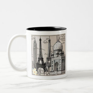 "Skizzen der Metropole" Zweifarbige Tasse