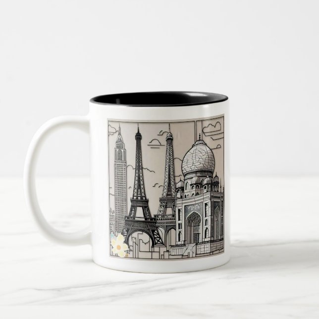 "Skizzen der Metropole" Zweifarbige Tasse (Links)