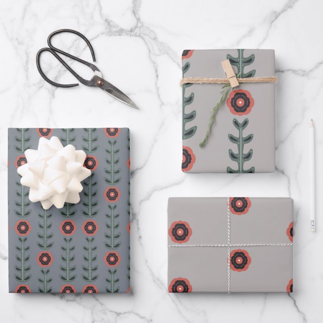 Skizzen für Rosa und Grau Geschenkpapier Set (Vorderseite)