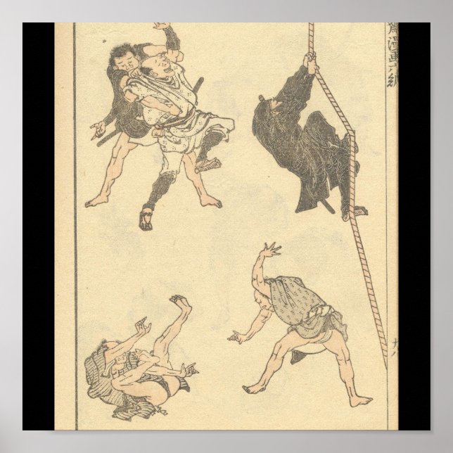 Skizzen japanischer Kampfkunst, Ninja c. 1800 Poster (Vorne)