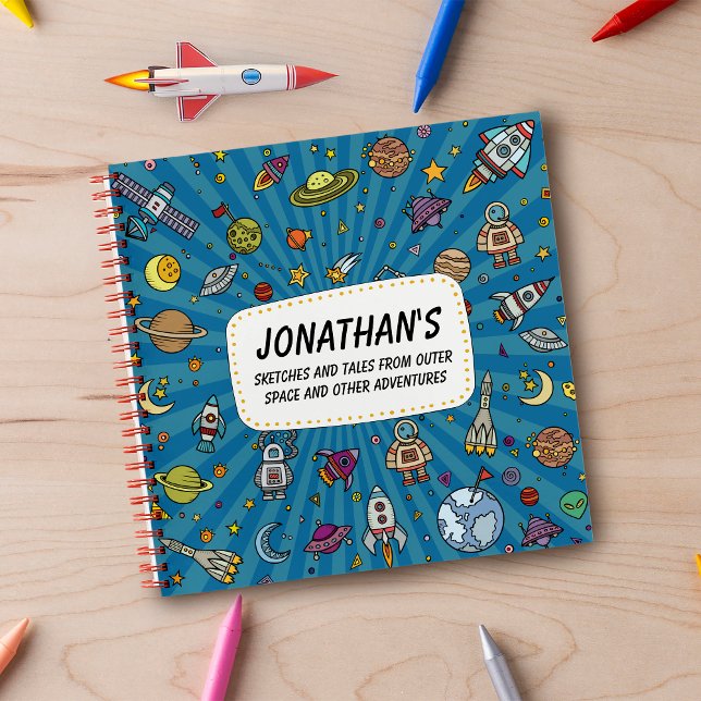 Skizzen und Geschichten aus dem Weltraum Notizbuch (Blast off! Space is definitely the place with this funky space inspired design sketchbook. )
