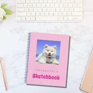 Skizzenbuch Hund Haustier Foto Vorlage pink Mädche Notizbuch