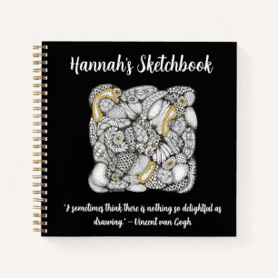 Skizzenbuch mit handgezeichnetem Doodle und Zitat Notizbuch