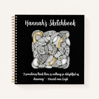 Skizzenbuch mit handgezeichnetem Doodle und Zitat Notizbuch