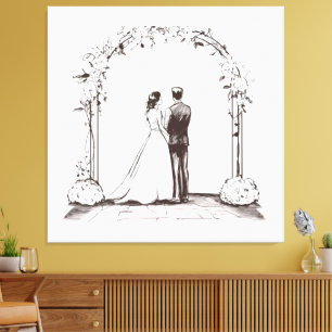 Skizzenbuch Romantik Feine Linien Kunst Hochzeit S Leinwanddruck