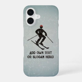 Skizzendesign - Gemalter Metallschau Skier - Text iPhone 16 Hülle