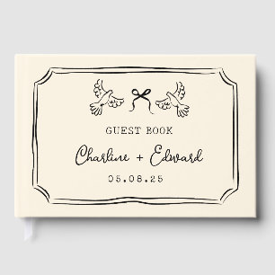 Skizzenhaft gezeichnete Hochzeit Gästebuch