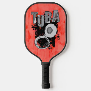 Skizzenhafte Tuba und Text Pickleball Schläger