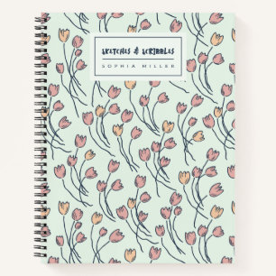 Skizzenhafte Tulpen Handgezeichnete Floral Cotta Notizbuch