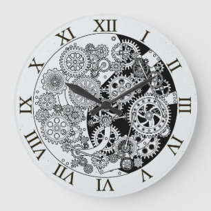 Skizzenhafter Uhrwerkmechanismus mit Zahnrädern Wa Große Wanduhr