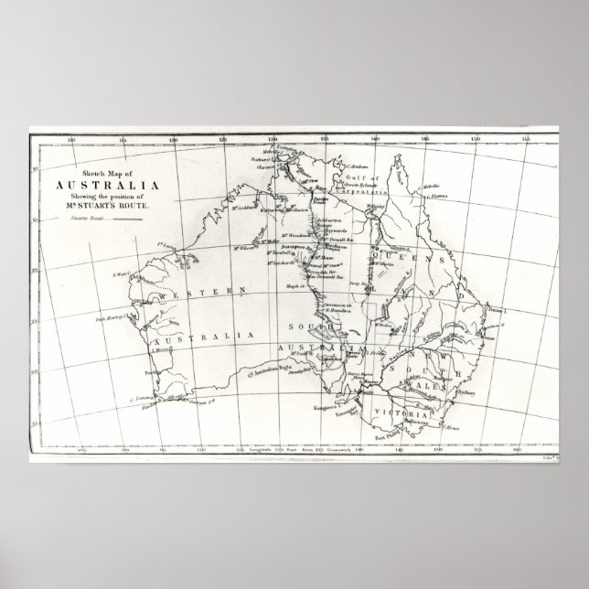 Skizzenkarte von Australien Poster (Vorne)