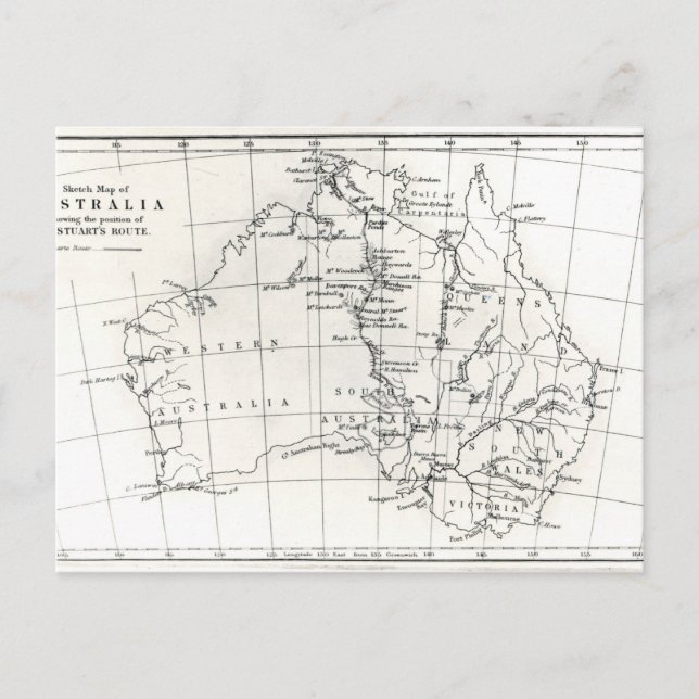 Skizzenkarte von Australien Postkarte (Vorderseite)