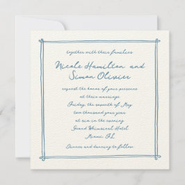 Skizzierrahmen Blue Whimsical Hand Drawn Wedding Einladung
