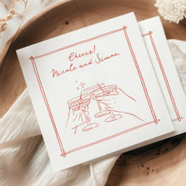 Skizzierrahmen Whimsical Champagner Glas Hochzeit Serviette