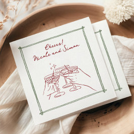 Skizzierrahmen Whimsical Champagner Glas Hochzeit Serviette