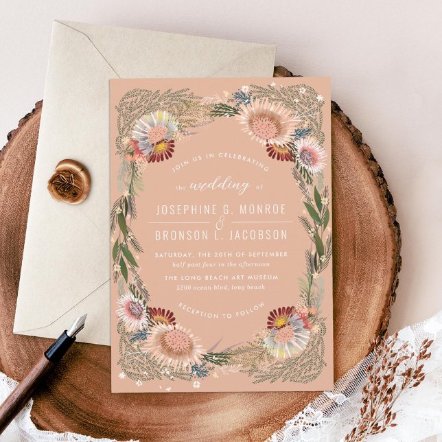 Skizzierte Blume Einzigartige Taupe Hochzeit Einla (Von Creator hochgeladen)