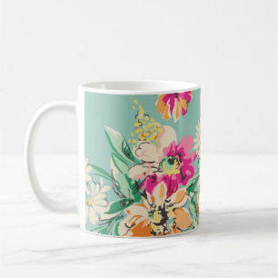 skizzierte Blume in leuchtenden Farben - nahtloser Kaffeetasse