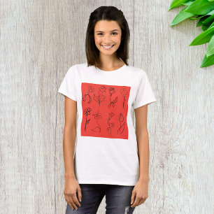Skizzierte Blume T-Shirt