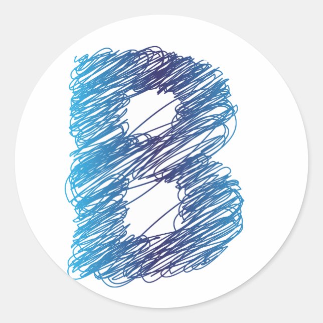 Skizzierte Buchstabe B Aufkleber (Vorderseite)