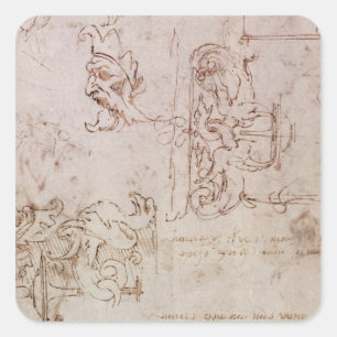 Skizzierte Entwürfe für Möbel und Dekorationen Quadratischer Aufkleber