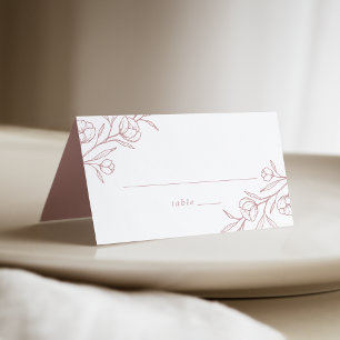 Skizzierte Florale Staubige Rosenhochzeit Platzkarte