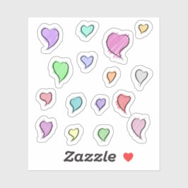 Skizzierte Herzen Kleine, transparente Aufkleberbl Aufkleber