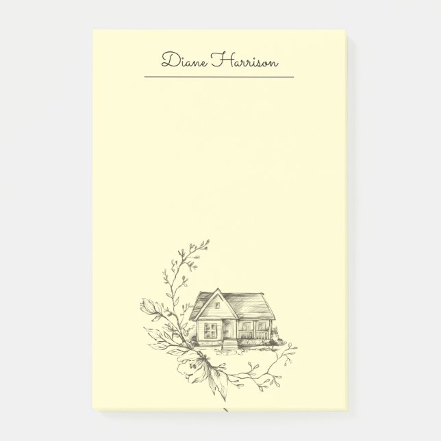 Skizzierte Hütte Post-it Klebezettel (Vorderseite)