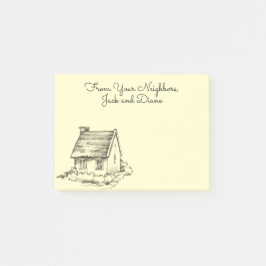 Skizzierte Hütte Post-it Klebezettel