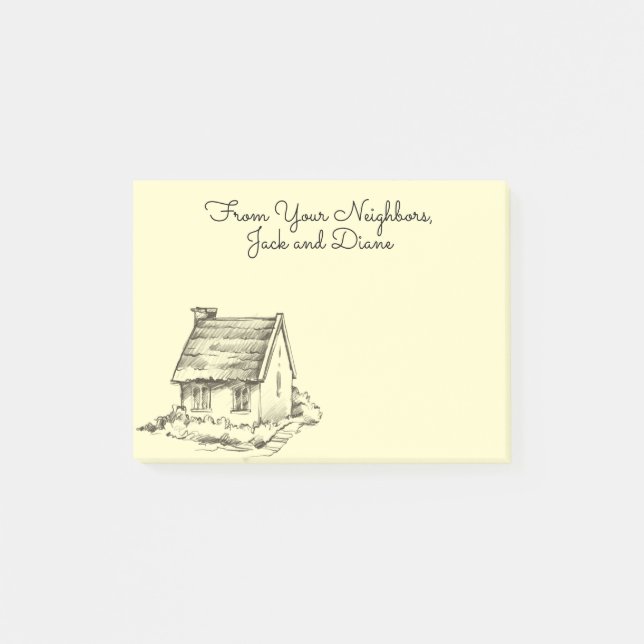 Skizzierte Hütte Post-it Klebezettel (Vorderseite)