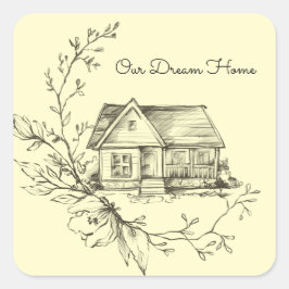 Skizzierte Hütte Quadratischer Aufkleber
