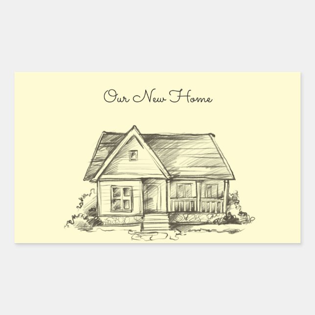 Skizzierte Hütte Rechteckiger Aufkleber (Vorderseite)