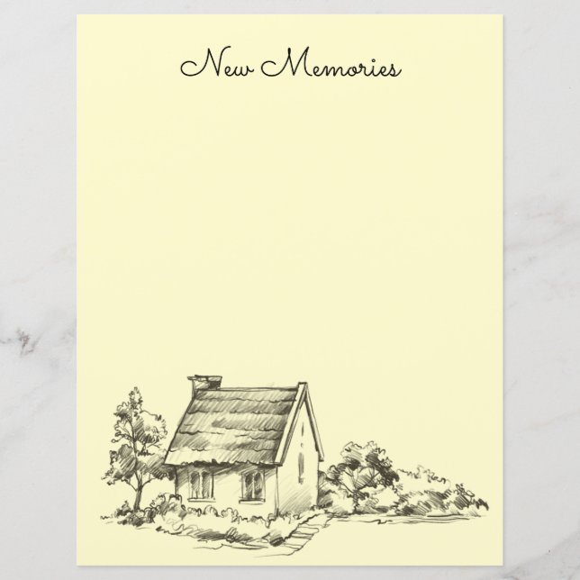 Skizzierte Hütte Scrapbook Paper oder Stationery (Vorderseite)