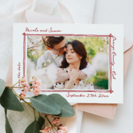 Skizzierte Rahmen Whimsical Hand Drawn Foto Hochze Save The Date