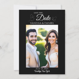 Skizzierte Schmetterlinge Save the Date Fotokarte